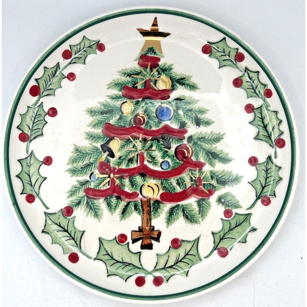 Geo Z Lefton 1956 Salad Plate 8 1/8" Christmas Tree Xmas 1096#